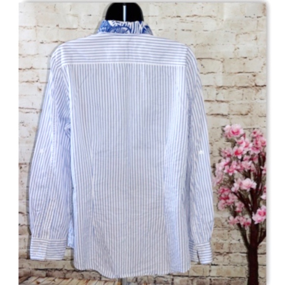 Finley Striped Button-Up Blouse Top - Picture 6 of 8
